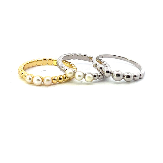 3-MINI PEARL BEADED RING